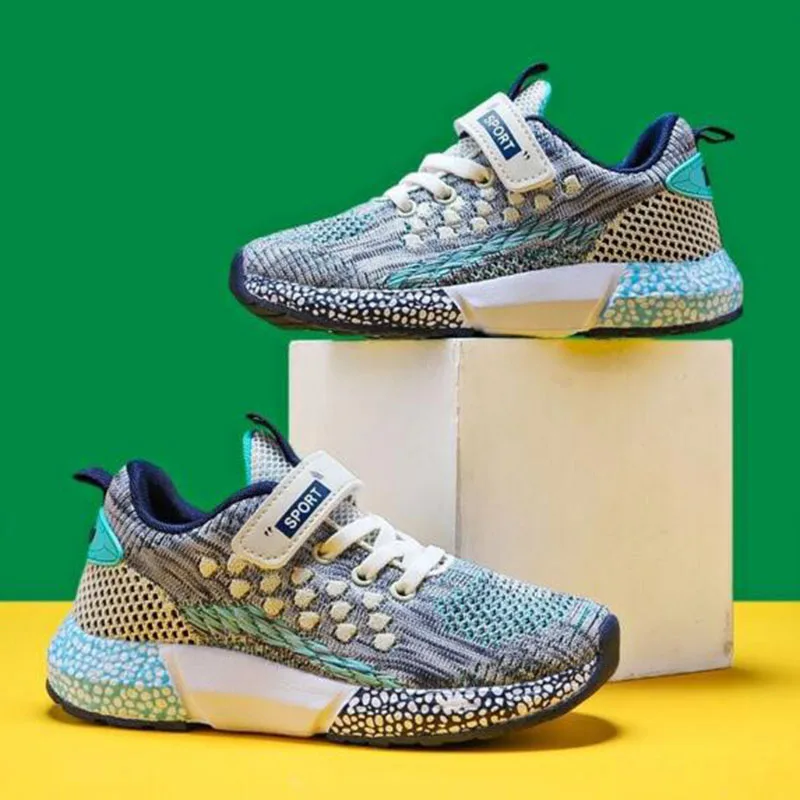 

Children Breathable Boys' Casual Patchwork Shoes Air Mesh Patchwork Mixed Color Single Shoes Anti-slippery High Quality Rubber