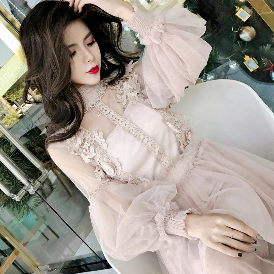 Women summer dress 2019 elegant lace embroidery maxi dress patchwork mesh dress leisure long sleeves dresses woman party night Women summer dress 2019 elegant lace embroidery maxi dress patchwork mesh dress leisure long sleeves dresses woman party night