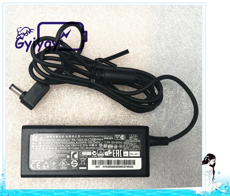 Acer 19V 2.37A 45W PA-1450-26 ADP-45HE B Power Supply AC Adapter 5.5mm-