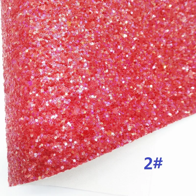 RED Chunky Glitter Canvas Sheet, 8"x11" Glitter Sheets, Tartan Litchi Faux Leather Sheet For Hair Bow& Earring Fabric XM050 - Цвет: 2