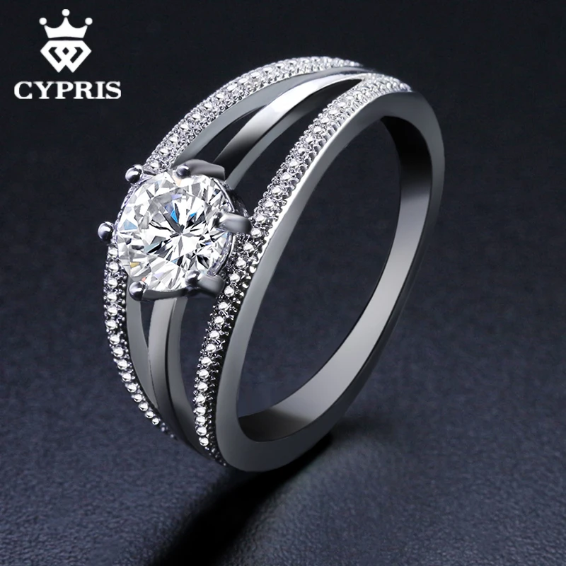 NEW ARRIVAL RING simple love silver color white Gold durable stone ring