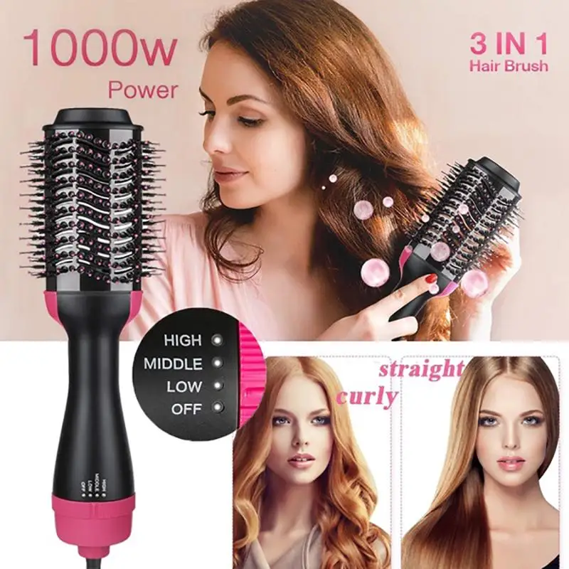 

2 in 1 Hair Dryer Rotating Hair Brush Roller Rotate Styler Comb Hot Comb Straight Dual-use Styling Straightening Curling Iron