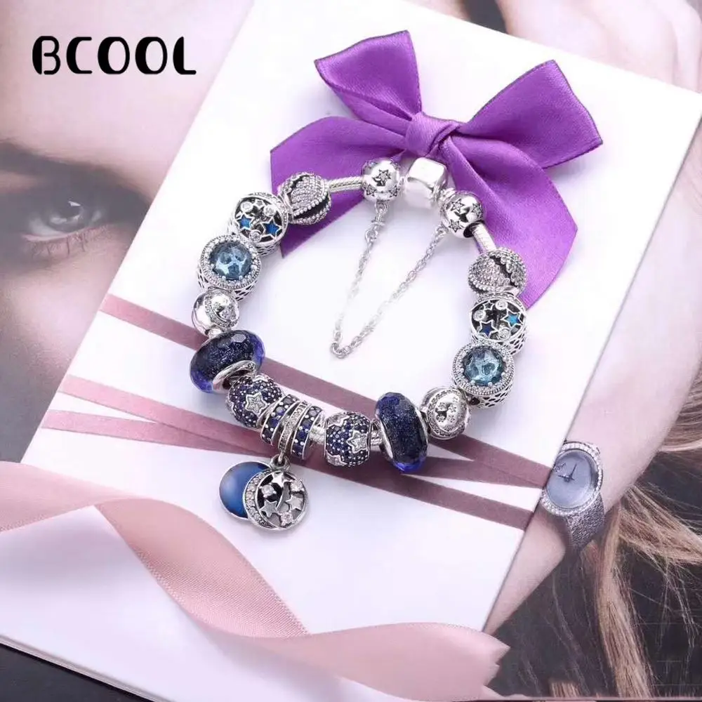 

100% 925 Sterling Silver Original Copy 1:1 Luxury Purple Crystal Bracelet Silver Charm Women Bangles Jewelry Free Package