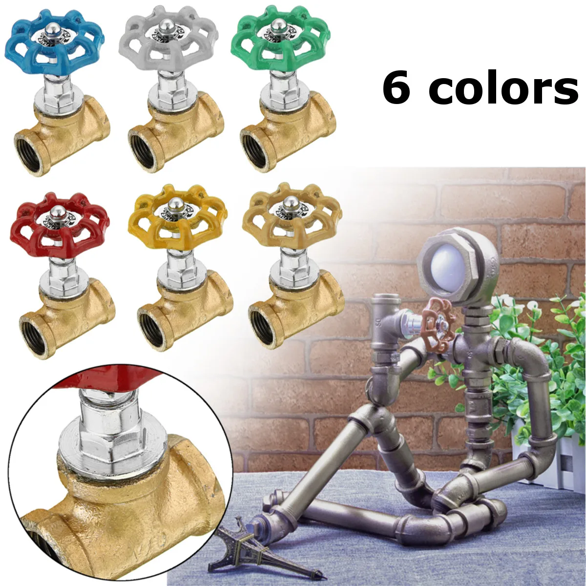  Industrial Lamp Stop Valve Light Switch For Lamp Loft Style Iron Valve Vintage Table Lamp Water Pip