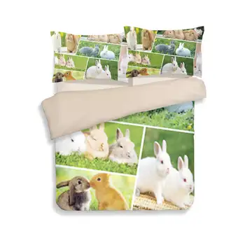 

Hot Rabbit 3D Printed Comforter Bedding Sets Single Twin Full Queen King Size Quilt/Duvet Cover 3pc Child Girls Bed Linens Green