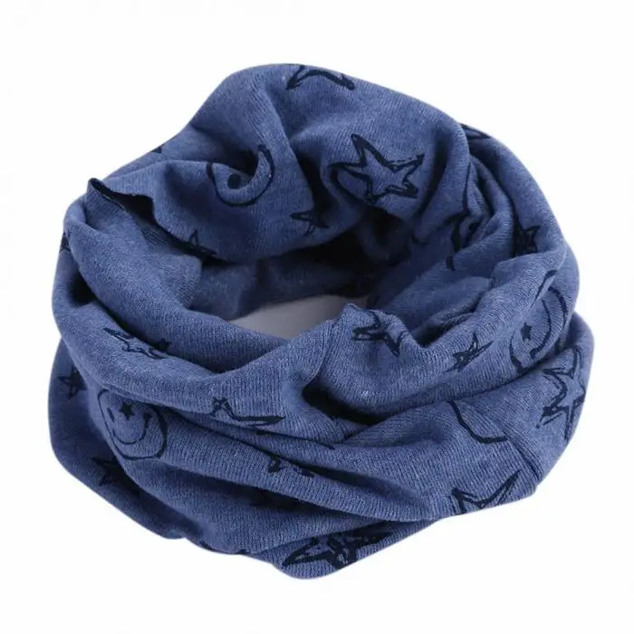 Детский шарф, шарфы, теплые петли, шейный платок со смайликом, звезды для зимы, AIC88