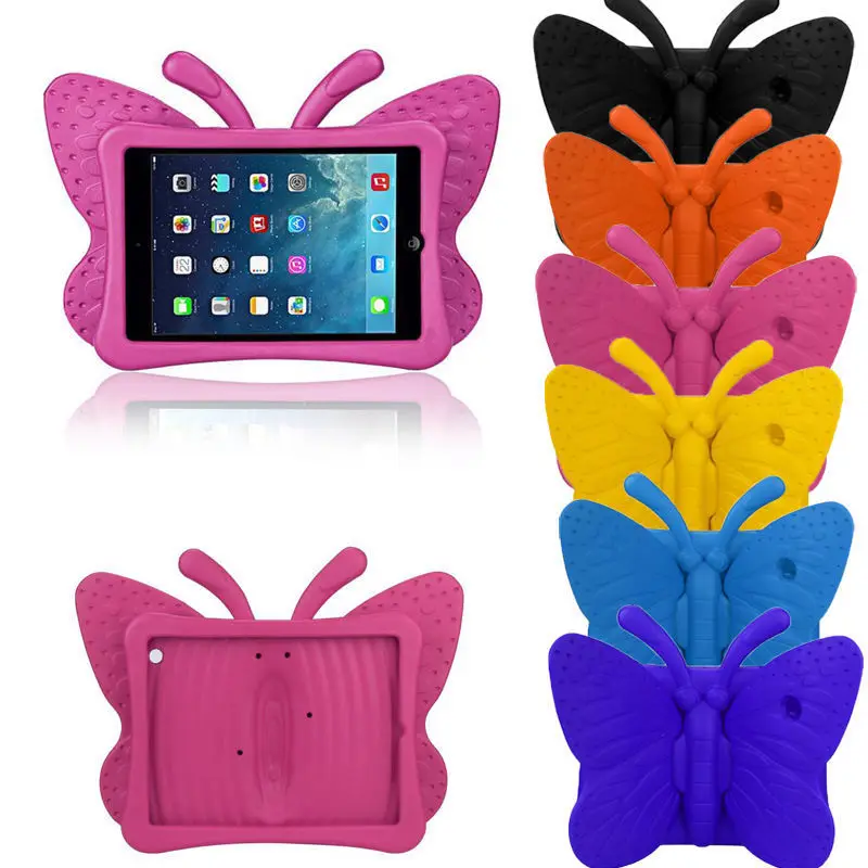 

Newest EVA Shockproof Case for iPad 2 3 4 9.7" Cartoon Butterfly Stand Tablet Cover for iPad Mini3 Kids Safe Cases KT