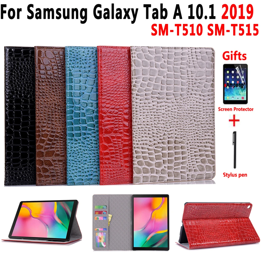 Чехол из крокодиловой кожи для Samsung Galaxy Tab A 10,1 SM-T510 SM-T515 T510 T515 чехол Funda Модный чехол-подставка+ Flim+ ручка