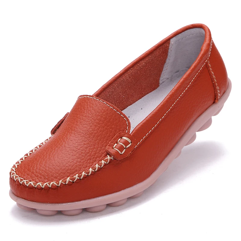 

Flat Loafers Women Genuine Leather Mother Shoes Plus Size 35~40 New 2016 Moccasins Women's Soft Leisure Female Driving Shoe