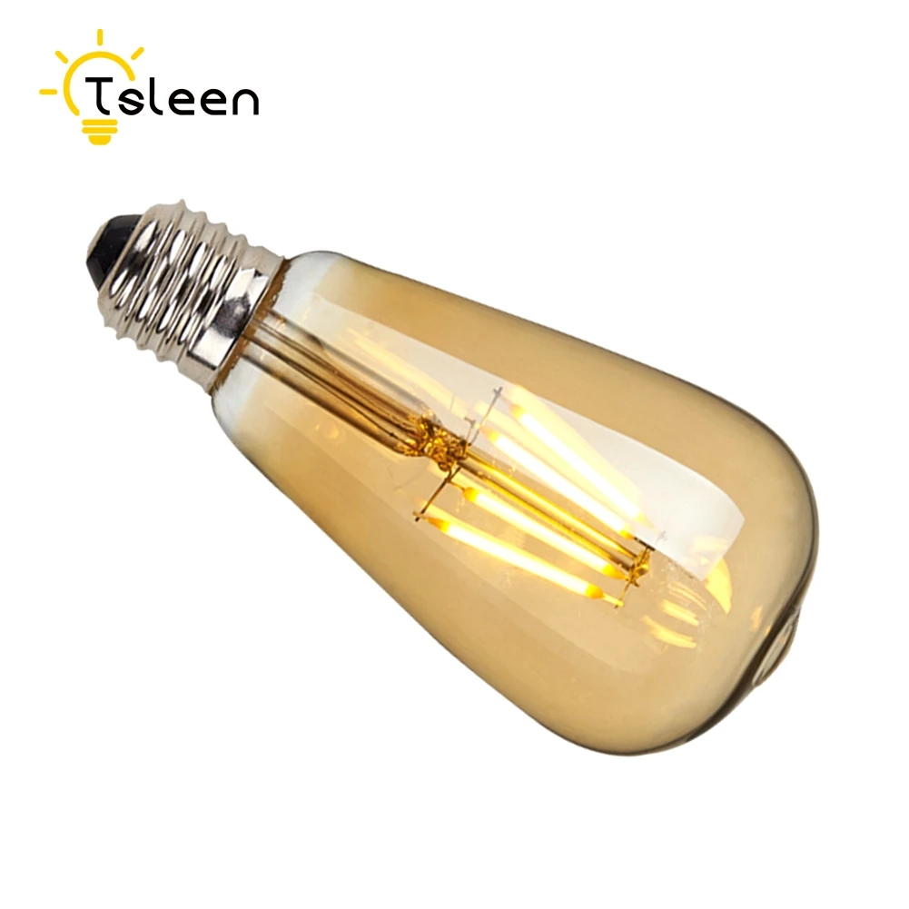 Светодиодная лампа накаливания 4 шт./лот COB E27 220 В ST64|led filament bulb|cob e27filament bulb |