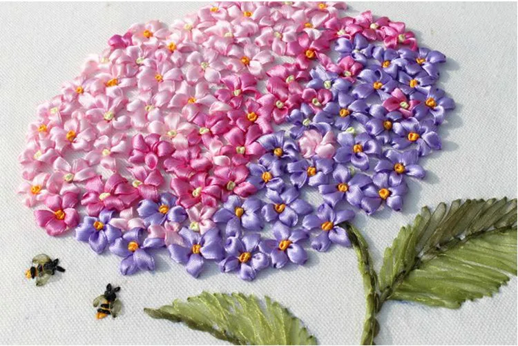 Needlework DIY Ribbon Cross stitch Sets for Embroidery kit Pretty PINCUSHION flower ball Cross-Stitch handcraft wall home decor