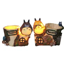 Miniature TOTORO Night Light Figurines Pen Desktop Pen Holder Articles Resin Crafts Decoration Ornament Gift Pencil Holder Craft