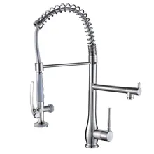 

Commercial Style Single Handle Pull Down Kitchen Sink Faucet with Lock Sprayer,Brushed Nickel