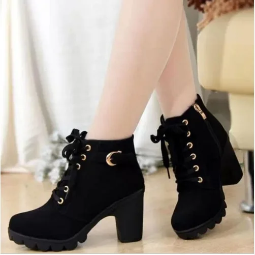 SLYXSH/Женские ботинки в британском стиле; классические женские мотоциклетные ботинки; Осенняя водонепроницаемая обувь в стиле панк; обувь черного цвета; большие размеры - Цвет: Черный