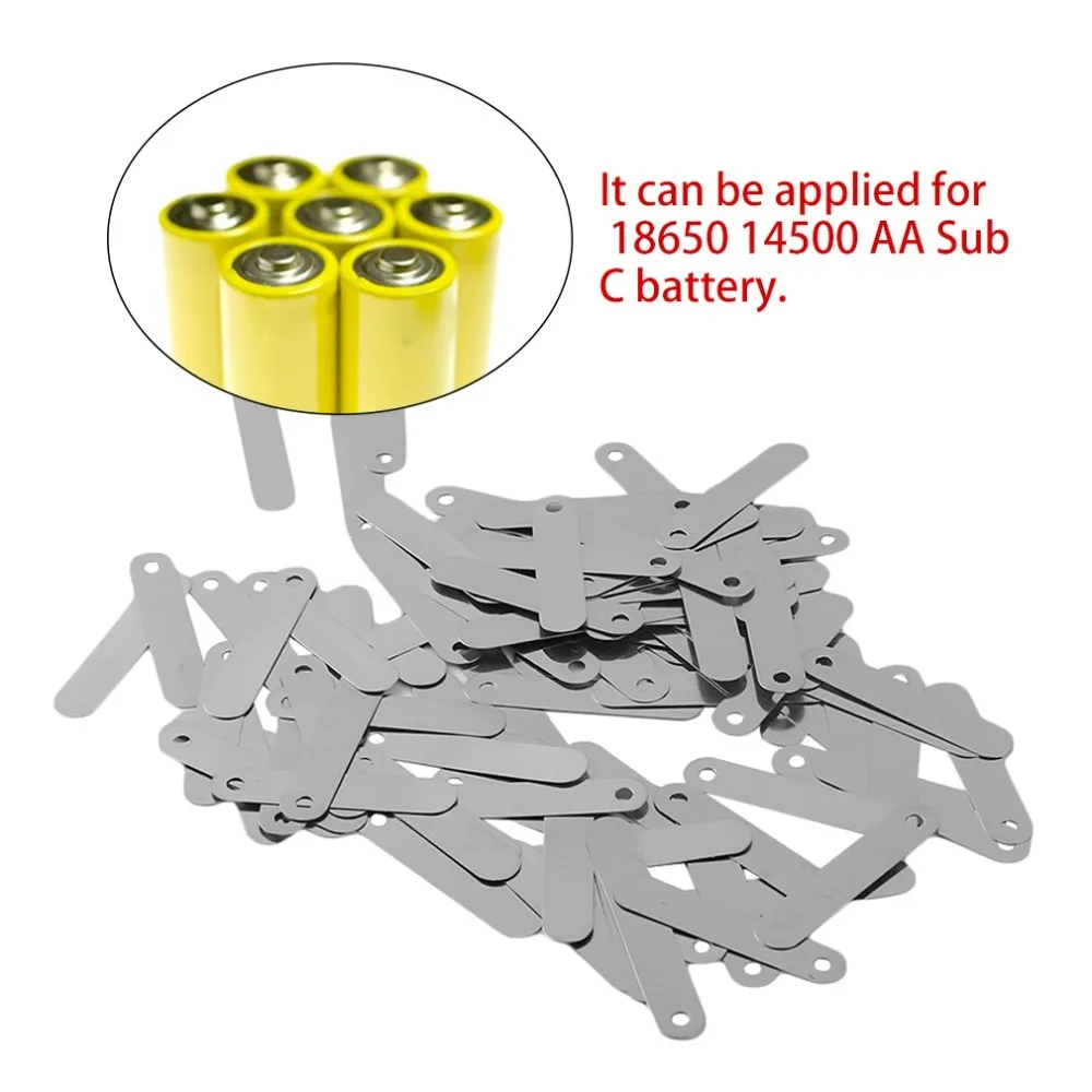 100 шт./компл. проводящий простыни 14500*0,5 см припоя Tab подходит для 18650 2,5 AA Sub C перезаряжаемые батарея ячеек серебро