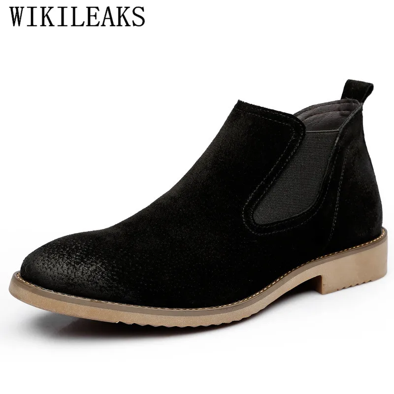 Men Chelsea Boots Ankle Boots Fashion Men's Brand Genuine Suede Leather