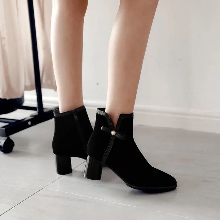 

Big Size11 12 13 14 15 16 Simple Euro-American pointed side zipper belt buckle boots in autumn and winter