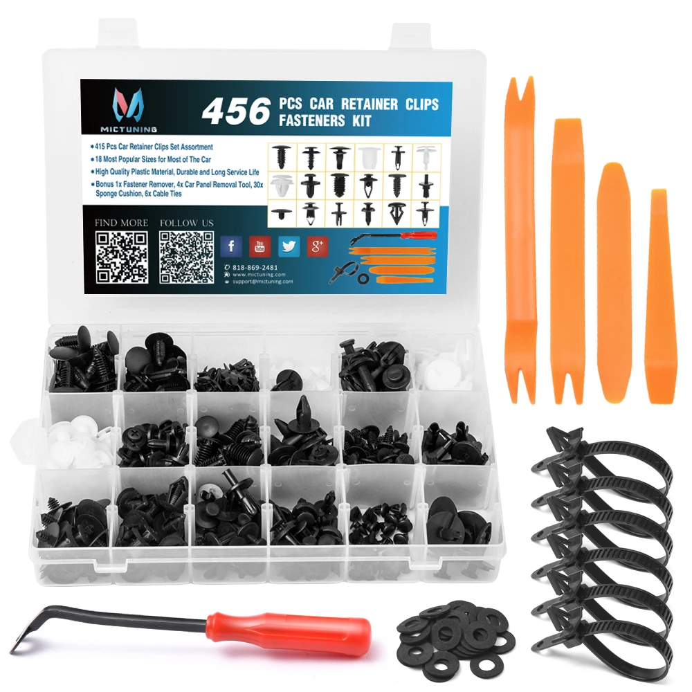 US $22.81 Mictuning Auto Plastic Fasteners Kit 456pcs Car Retainer Clips Fastener Remover Removal Puller Pry Tool Set Door Trim Panel Clip