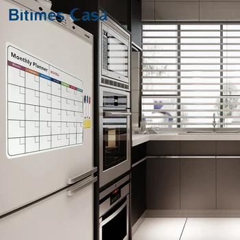 

Bitimes Magnetic Message Board Monthly Planner Schedule White Board A3 420MM*297MM With 3 Pens Fridge Magnets For Kitchen Wall