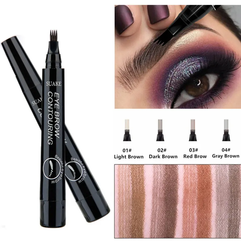 

Waterproof Liquid Microblading Eyebrow Tattoo Pencil Long Lasting Tint Fork Tip Eye Brow Pen Brown Eyebrow Enhancer Make Up