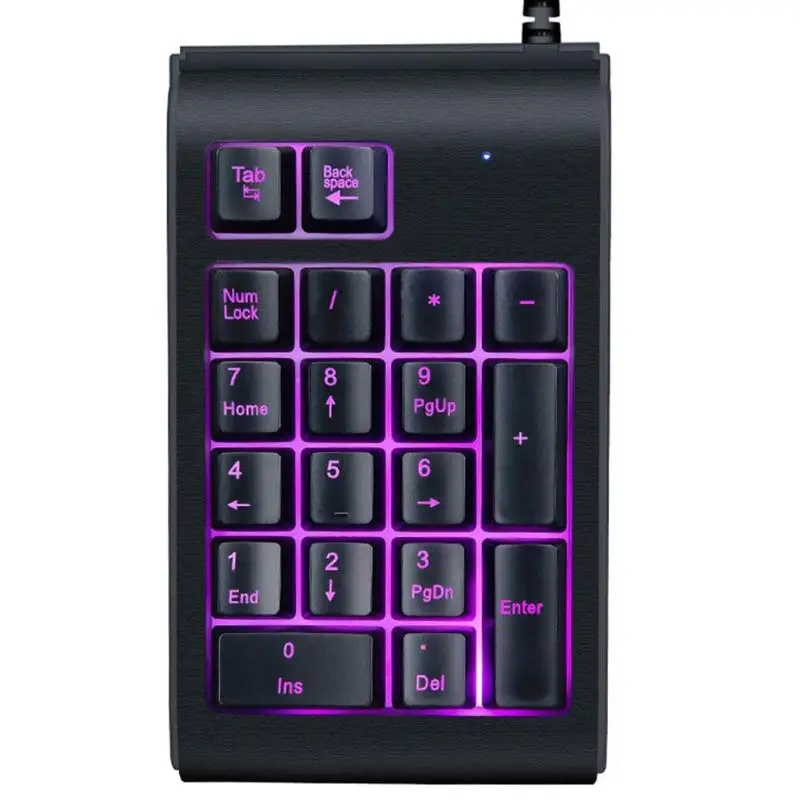 Портативный 19 ключей Мини Цифровая Проводная клавиатура с USB Подсветка номер цифровая клавиатура для настольного компьютера ноутбука