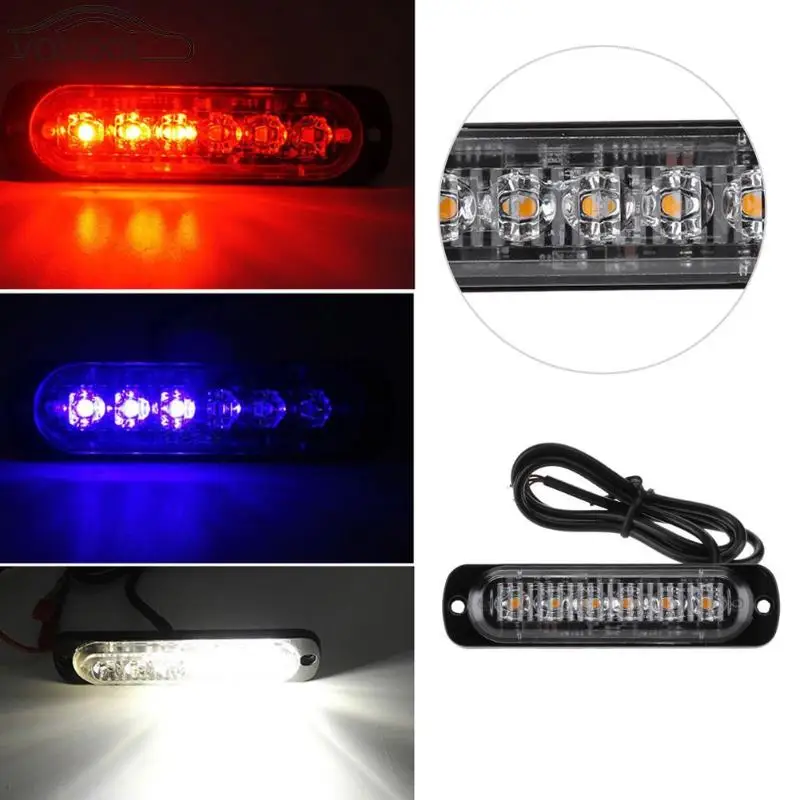 1x 12v 24v Dual Voltage Red Slim Strobe Flashing LED Truck Breakdown Lorry Lamps