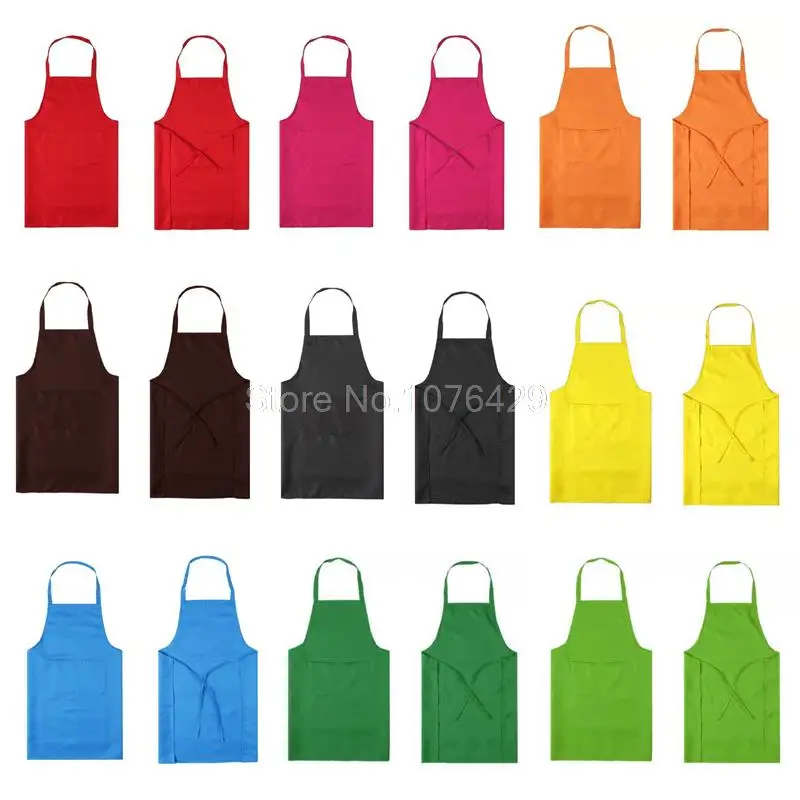 

Thicken Cotton Polyester Blend Anti-wear Anti Fouling Cooking Kitchen Restaurant Bib Apron With Pockets