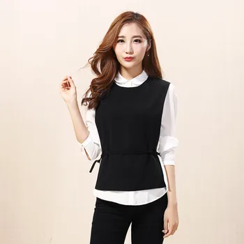 

Hollow-out Elegant Black Sashes Thin Summer Chiffon Vest For Women O-neck Short Veste Femme Waistcoat Sleeveless Female Jacket