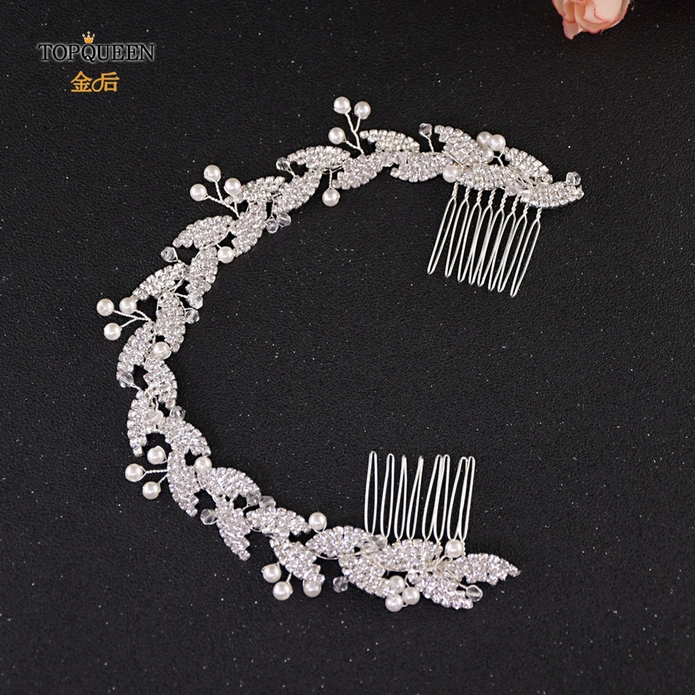 TOPQUEEN HP251 wedding bridal hair comb bridal hair jewelry silver bridal hair clips pins for girlfriend Pearl diamond comb