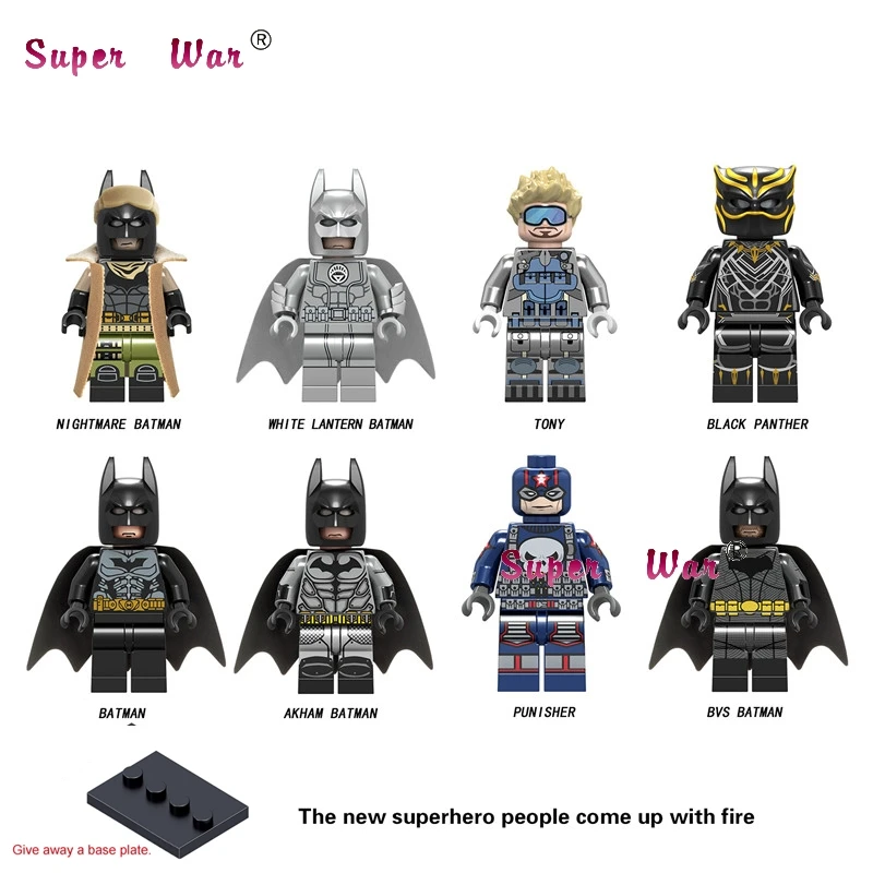 

Single Building Blocks Nightnare White light Arkhan Bvs Batman Black Panther Punisher Tony Stark Arrow Figure toys for children