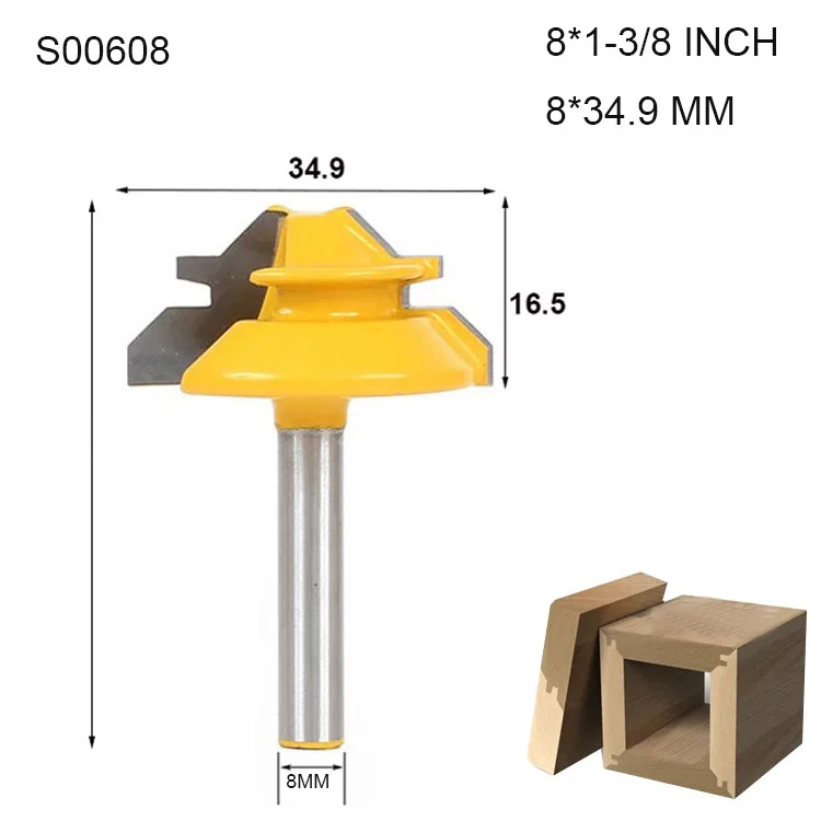 1/2 "1/4" 8 мм хвостовик 45 градусов шип фрезы для дерева шарнирный бит деревообработка фрезерный резак Правый Угол ЧПУ Инструмент Бит