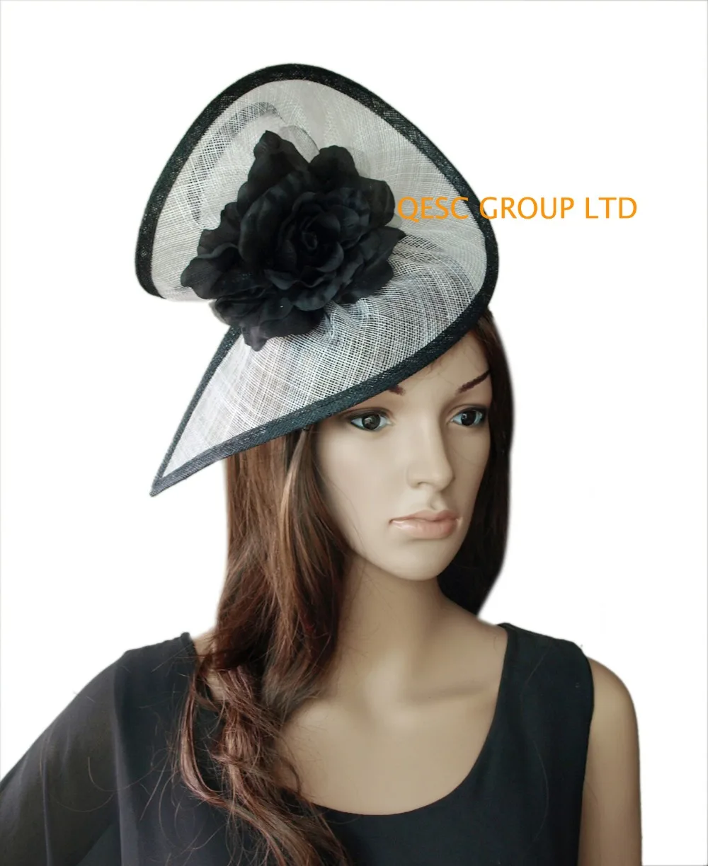 White/black Sinamay fascinator Kentucky derby hat Ladies