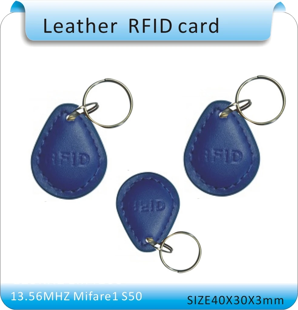 

100pcs Chinese manufacturing the leather  IC card 13.56MHZ working frequency keychain  chips