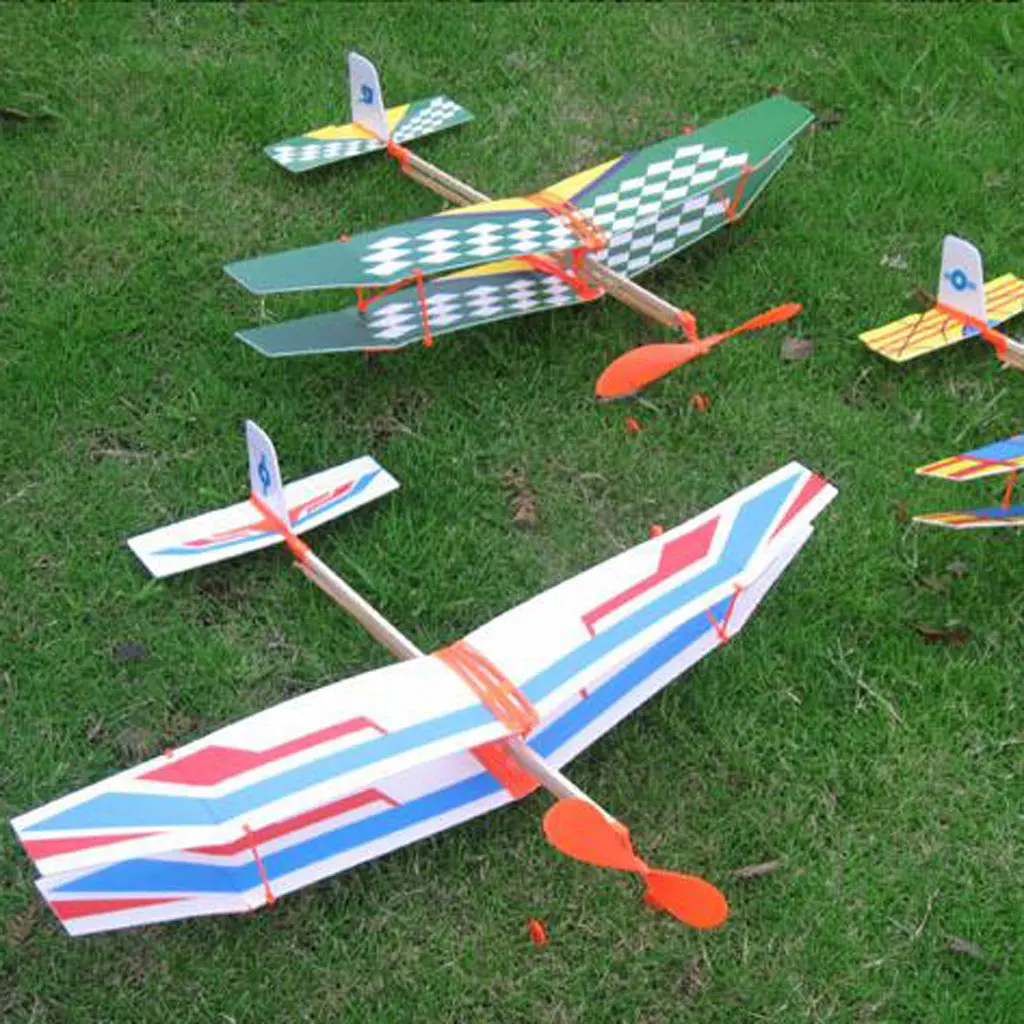 Assembly Airplane Aircraft Launched Powered By Rubber Band for Flying Performance Children Outdoor Funny Toy Children's Gift