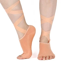 1 пара хлопковых женских носков для пилатеса и йоги с ремешками, нескользящие носки для девочек, носки для занятий танцами и балетом