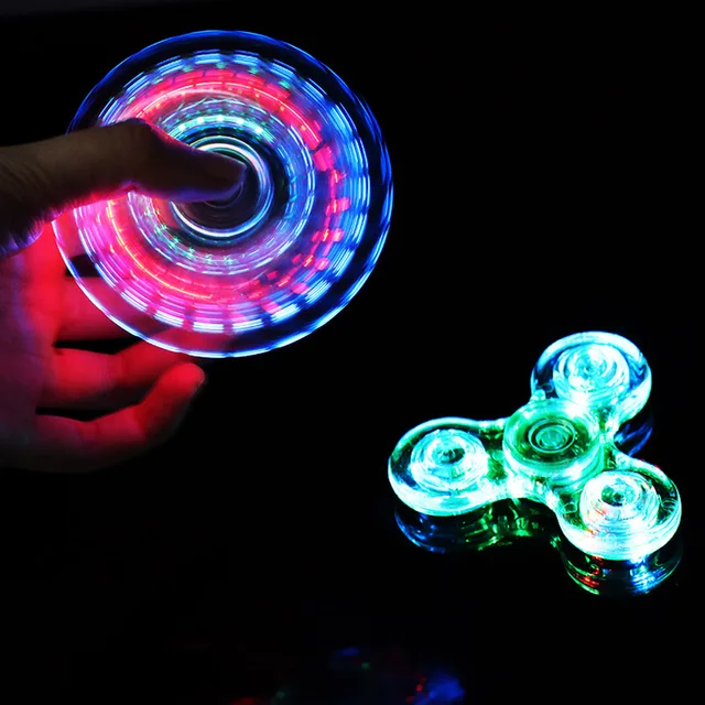 2017 Rainbow fidget Spinner LED Light Change Hand Spinners toys lot Tri