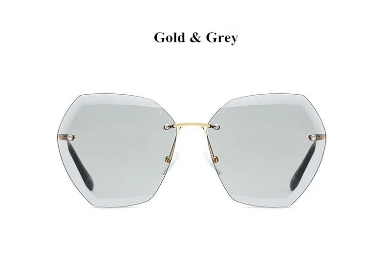 VWKTUUN Rimless Sunglasses Women Square Glasses Shades Oversized Sunglasses Metal Frame Oculos Feminino Vintage Retro Sunglasses