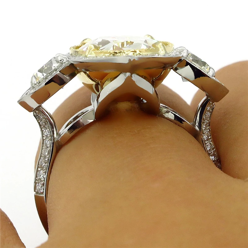 Щепка S925 яйцо Аметрин с бриллиантом кольцо из перидота Bague или Jaune Anillos De овальной