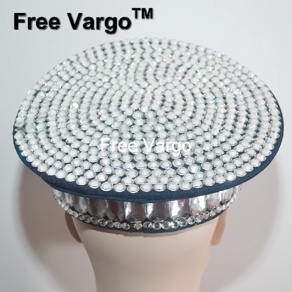 Burning Man Holographic Crystal Headdress Rave Festival Party Headpiece Captain Military Hat Sparkly EDM Stage Dj Dance Costume 