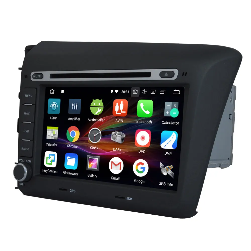 Top 8 Inch 8 Core Octa Core Android 8.0 Car DVD Multimedia For Honda CIVIC 2012 2013 2014 Car Radio With 4GB RAM 32GB ROM 1024*600 2