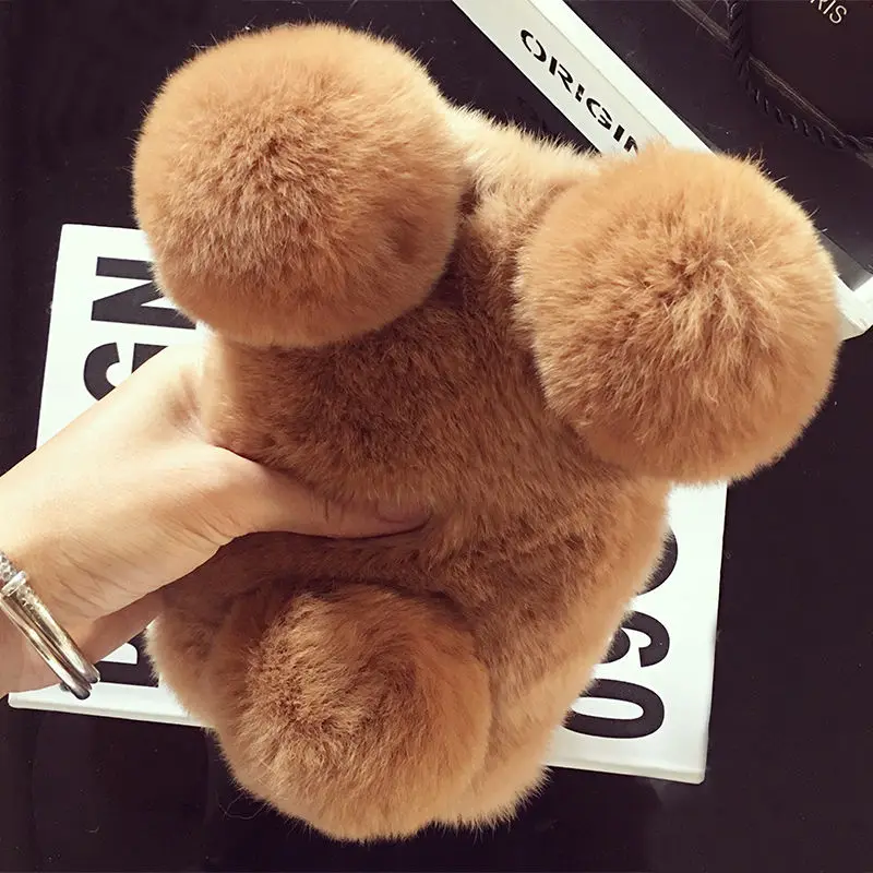 

Hot Panda Super Luxury Warm Soft Rabbit Fur Skin Case Cover For iPhone X XR XS MAX 5S 6 6PLUS 7 7PLUS 8 8PLUS Phone Cover