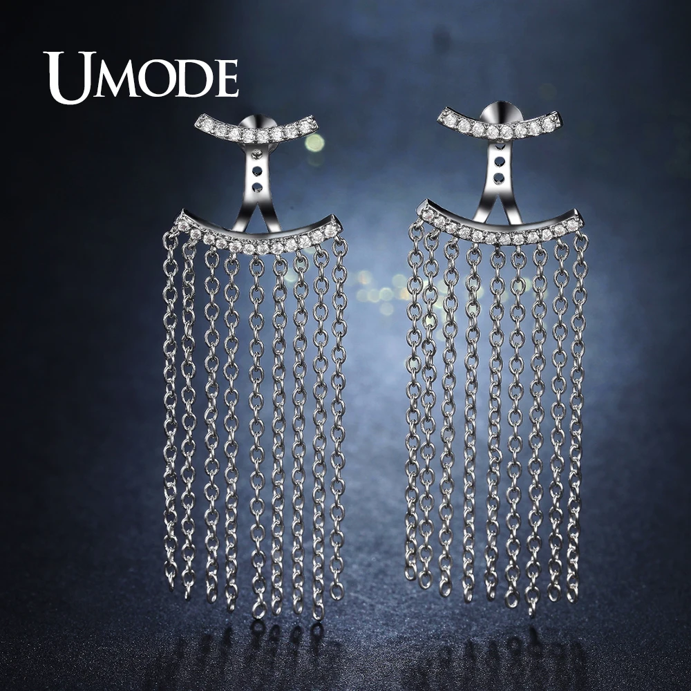 Женские длинные висячие серьги с кристаллами UMODE UE0288|long tassel earrings|tassel earringslong |