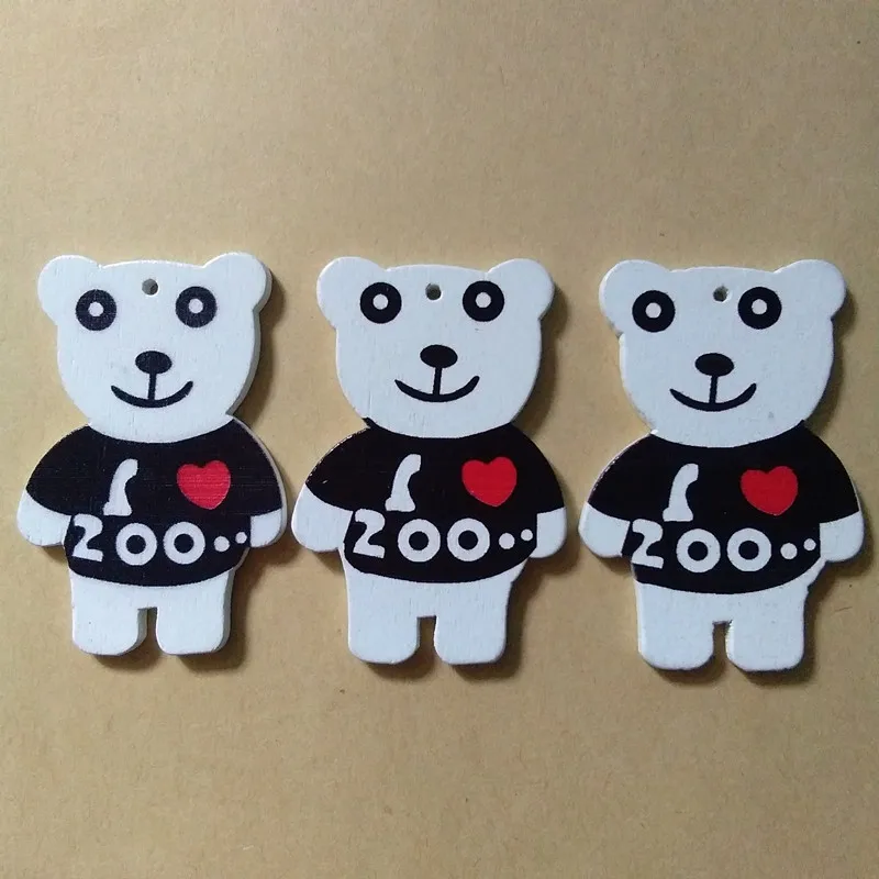 

12 pcs/lot DIY Wooden Teddy Bear Beads Handmade Wood Beads With Hole Wooden Beads Pendant Jewelry Accessories