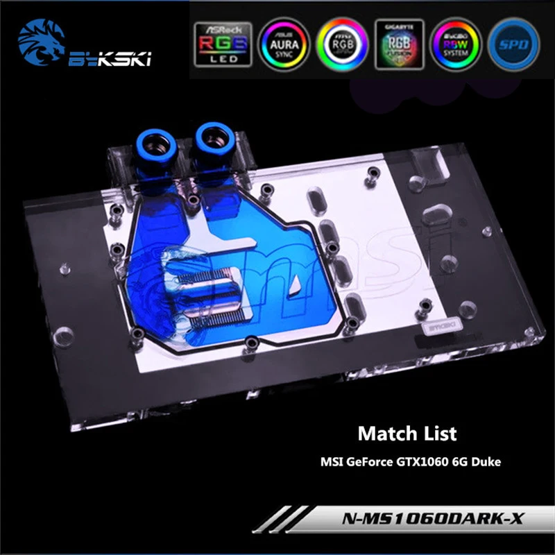 Водяной блок Bykski для видеокарты VGA MSI GeForce GTX1060 6G Duke | Компьютеры и офис