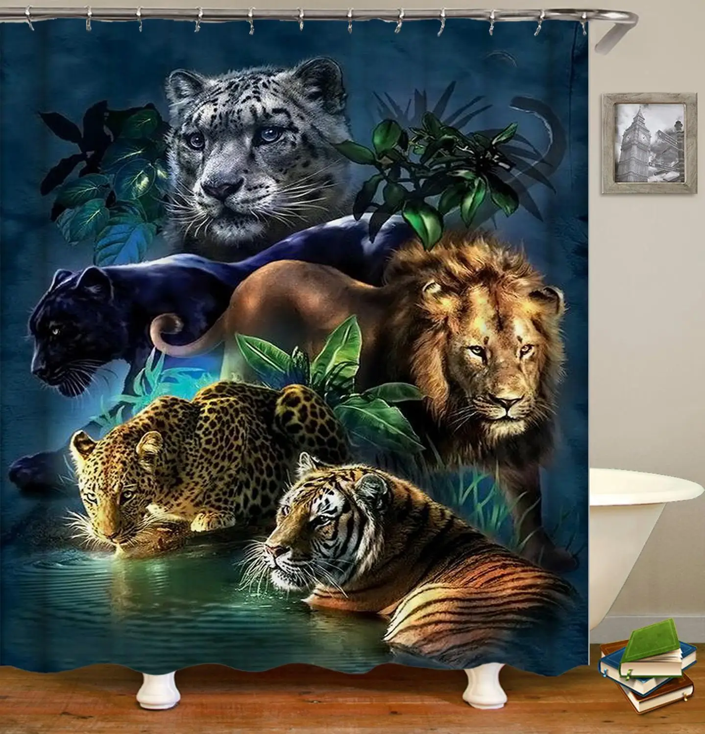 

Tiger lion leopard Print Waterproof Shower Curtain Polyester Fabric Bath Curtain Home Bathroom Curtains