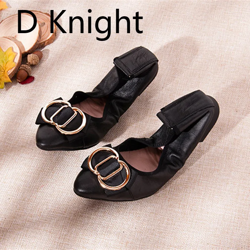 Genuine Leather Slip On Ballet Flats Shoes For Women Metal Decoration Flat Shoes Women Fashion Pointed Toe Ballerina Big Size 41 (7)