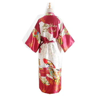 

Women Silk Satin Long Wedding Bride Bridesmaid Robe Floral Kimono Robe Feminino Bath Robe Big Size Peignoir Femme Sexy Bathrobe
