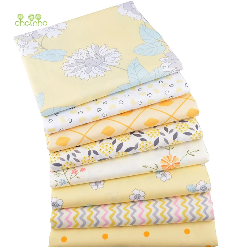 Chainho, новая желтая Цветочная серия, саржевая хлопковая ткань с принтом, для рукоделия, шитье, простыня для детей и малышей, подушка, материал, CC300