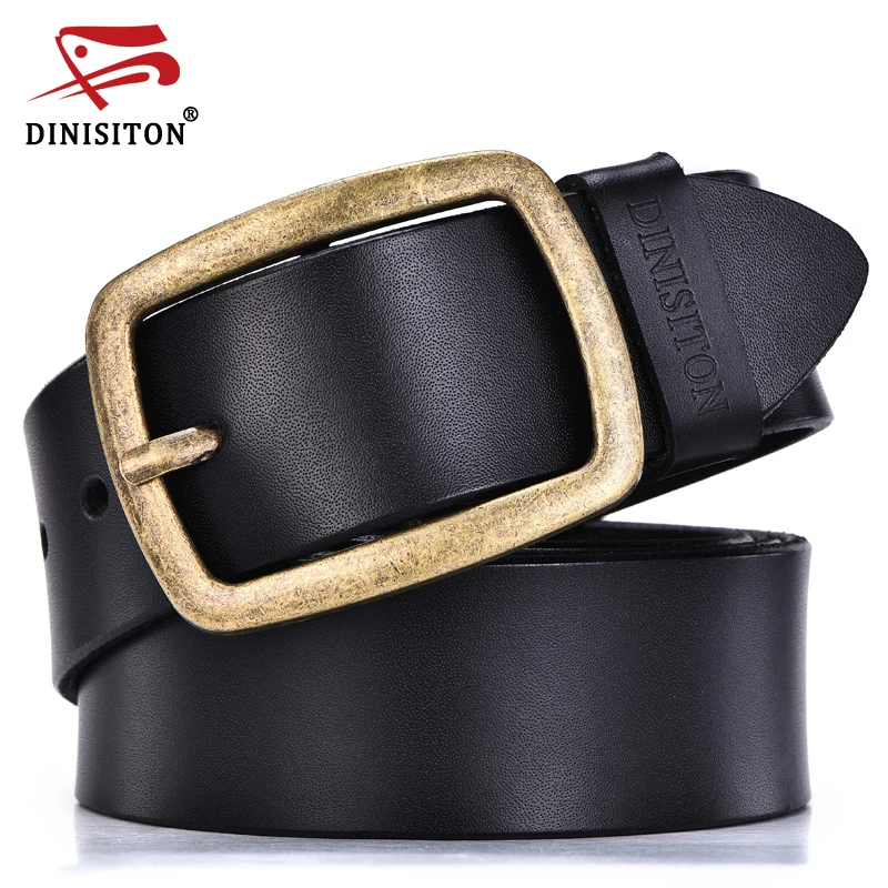 

DINISITON casual jeans belt designer brand belts for men high quality genuine leather gold pin buckle belt men vintage waistband