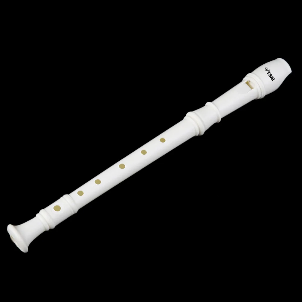 Portable Size White ABS Resin Instrument Musical Soprano Recorder Long Flute Fingering Early Education For Children